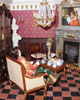 A room set with coving Fireplace set and comissioned flooring, by Mary Van Dijk